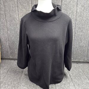 Talbots Black Turtleneck Sweater with Fold-Over Collar